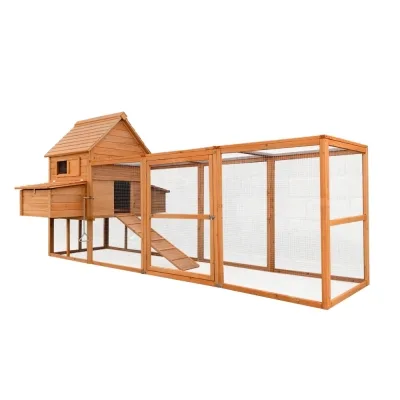 Grand poulailler en bois pour extérieur avec grand enclos 310 x 150 x 150 cm – Farm 6