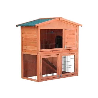 Clapier et poulailler en bois à deux étages pour extérieur 100 x 54 x 100 cm – Farm 9