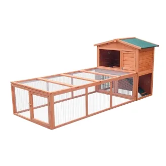 Clapier extérieur en bois à 2 étages avec grand enclos – Farm 9 avec Farm 8