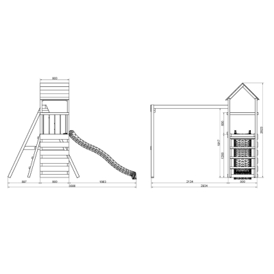 Parc de jeux en bois Maxplay 2.2 – Toboggan Bleu, Double Balançoire et Tour