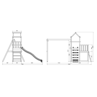 Parc de jeux en bois Maxplay 3.1 – Tour, Toboggan Bleu, Double Balançoire et Bac à Sable
