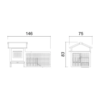 Clapier en bois gris extérieur avec enclos pour lapins et cochons d’Inde 146 x 75 x 83 cm – Farm 1