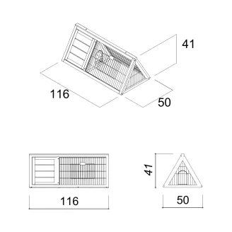 Clapier en bois extérieur avec abri et enclos 116 x 50 x 41 cm – Farm 3