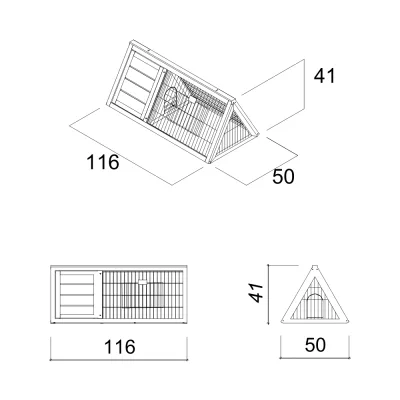 Clapier en bois extérieur avec abri et enclos 116 x 50 x 41 cm – Farm 3