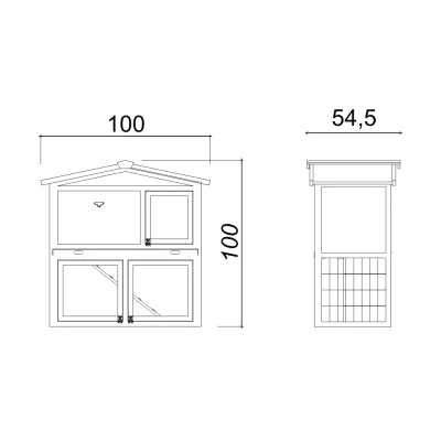 Clapier et poulailler en bois à deux étages pour extérieur 100 x 54 x 100 cm – Farm 9