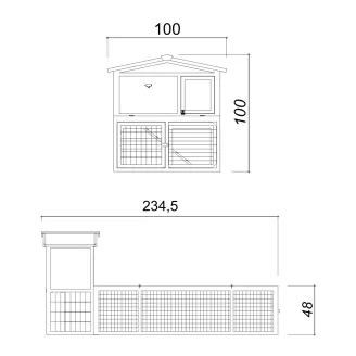 Clapier extérieur en bois à 2 étages avec grand enclos – Farm 9 avec Farm 8