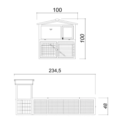 Clapier extérieur en bois à 2 étages avec grand enclos – Farm 9 avec Farm 8