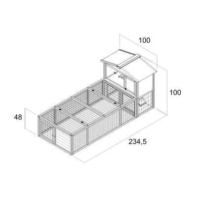 Clapier extérieur en bois à 2 étages avec grand enclos – Farm 9 avec Farm 8