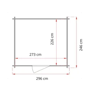 Abri de jardin en bois Olivia 3x2,5 m Blockhouse 25 mm avec plancher, double porte vitrée et fenêtre