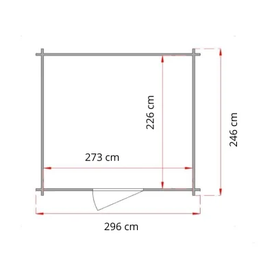 Abri de jardin en bois Olivia 3x2,5 m Blockhouse 25 mm avec plancher, double porte vitrée et fenêtre