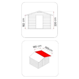 Abri de jardin en bois Olivia 3x2,5 m Blockhouse 25 mm avec plancher, double porte vitrée et fenêtre