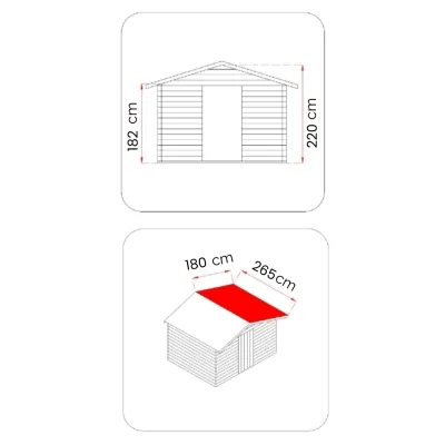 Abri de jardin en bois Olivia 3x2,5 m Blockhouse 25 mm avec plancher, double porte vitrée et fenêtre