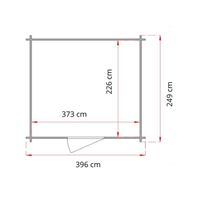 Abri de jardin en bois Diana 4x2,5 m Blockhouse 25 mm avec double porte vitrée et fenêtre