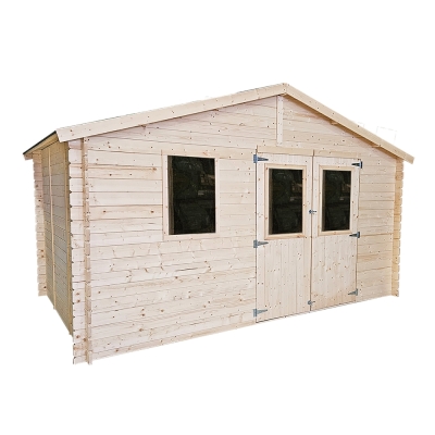 Abri de jardin en bois Diana 4x2,5 m Blockhouse 25 mm avec double porte vitrée et fenêtre