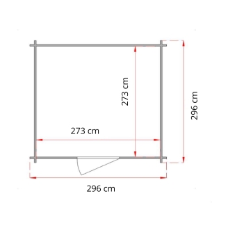Abri de jardin en bois Matilde 3x3 m Blockhouse 25 mm avec plancher, double porte vitrée et fenêtre