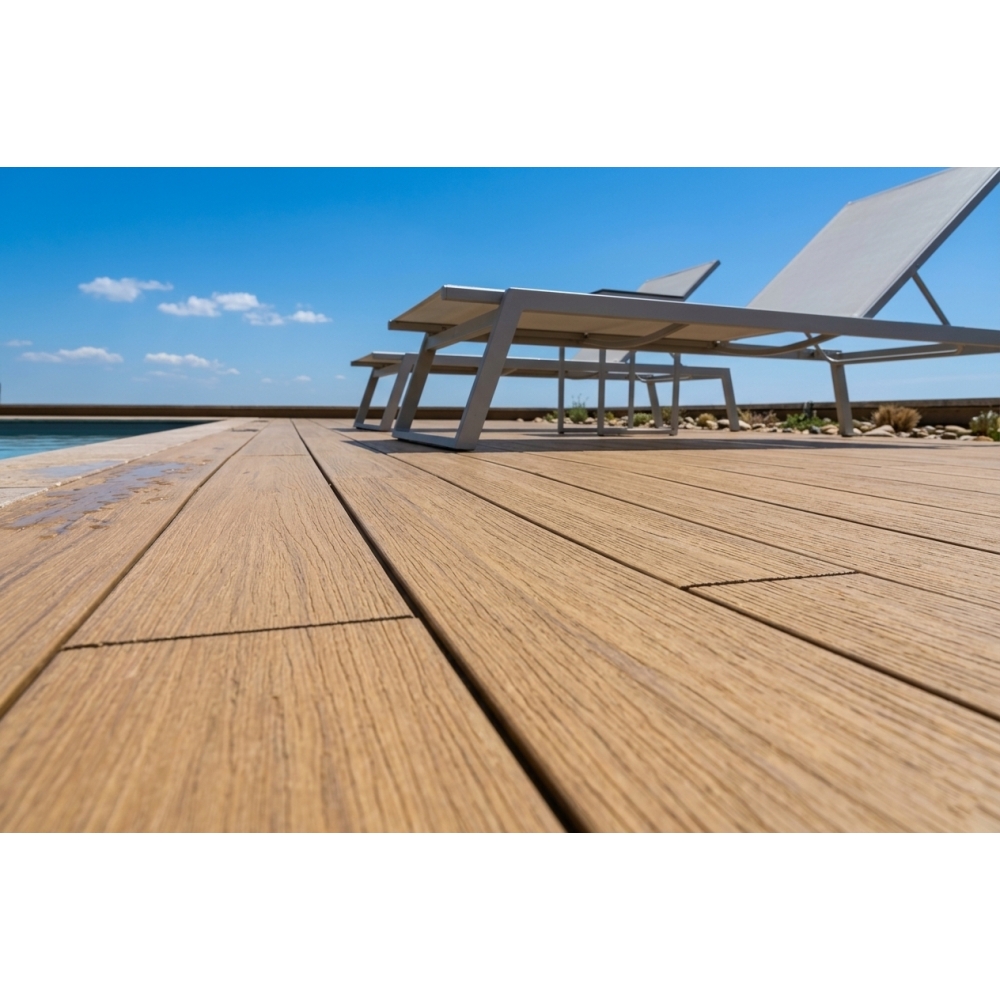 Lame de terrasse WPC Zeus Ipé-Teck 2,5×14×220 cm