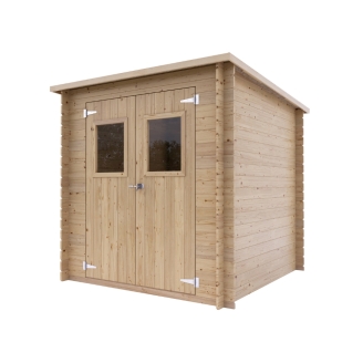 Abri de jardin adossé Arthur 2x2 m en bois Blockhouse 19 mm avec double porte vitrée
