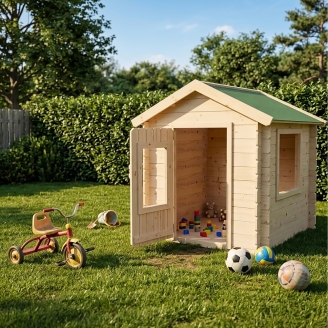 Cabane de jardin en bois pour enfants Heidi 1x1 m Blockhouse 12 mm avec porte et fenêtre