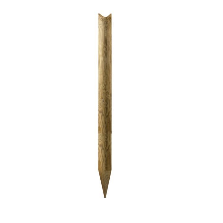 Poteau rond en bois Ø10x150 cm avec pointe et selle | imprégné en autoclave