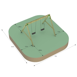 Balançoire en Bois FunForte Swing Double Siège pour Usage Public