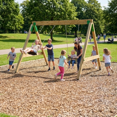 Balançoire en Bois FunForte Swing Double Siège pour Usage Public