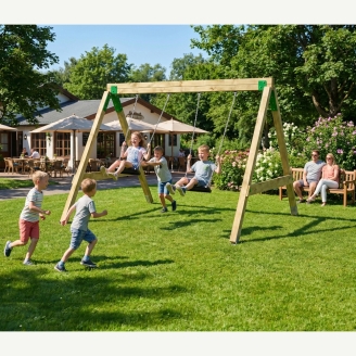 Balançoire en Bois FunForte Swing Double Siège pour Usage Public