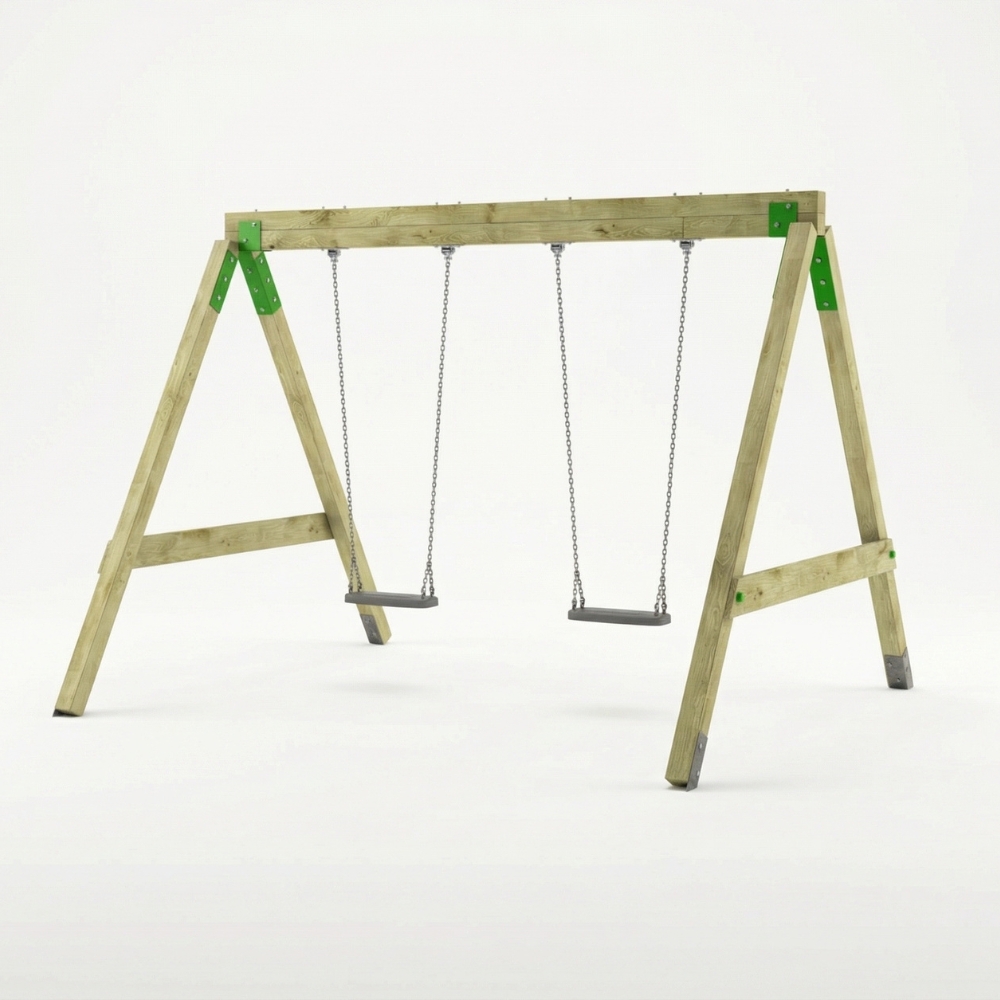 Balançoire en Bois FunForte Swing Double Siège pour Usage Public