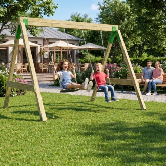 Balançoire en Bois FunForte Swing Double Siège pour Usage Public