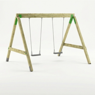 Balançoire en Bois FunForte Swing Double Siège pour Usage Public