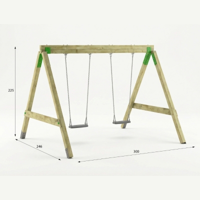 Balançoire en Bois FunForte Swing Double Siège pour Usage Public