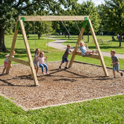 Balançoire en Bois FunForte Swing Double Siège pour Usage Public