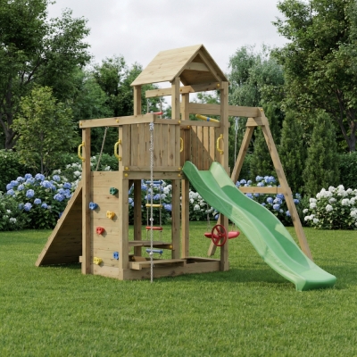 Jeux de jardin - Fungoo ACTIVE KDI Maisonnette en bois avec toboggan...